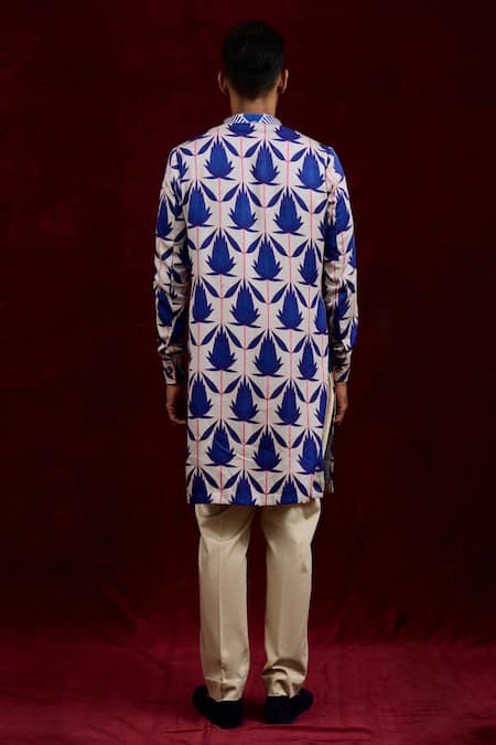 Gaurav Katta Long Lotus Hand Painted Shirt Kurta 