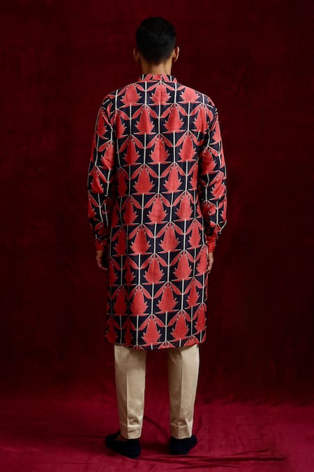 Shop Gaurav Katta Red Modal Hand Painted Kurta at Aza Fashions Shop_Gaurav Katta_Red Modal Hand Painted Kurta _at_Aza_Fashions
