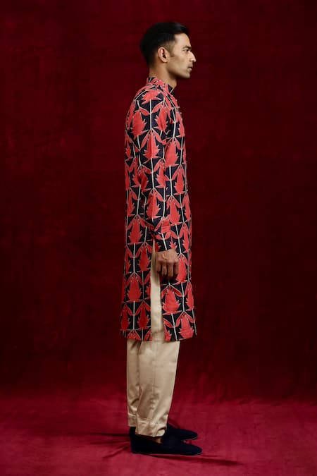 Buy Gaurav Katta Red Modal Hand Painted Kurta Online at Aza Fashions Buy_Gaurav Katta_Red Modal Hand Painted Kurta _Online_at_Aza_Fashions