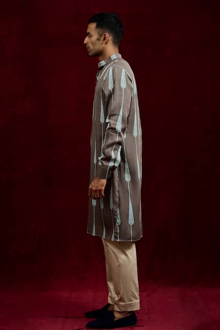 Buy Gaurav Katta Grey Modal Full Sleeve Hand Painted Kurta Online at Aza Fashions Buy_Gaurav Katta_Grey Modal Full Sleeve Hand Painted Kurta _Online_at_Aza_Fashions