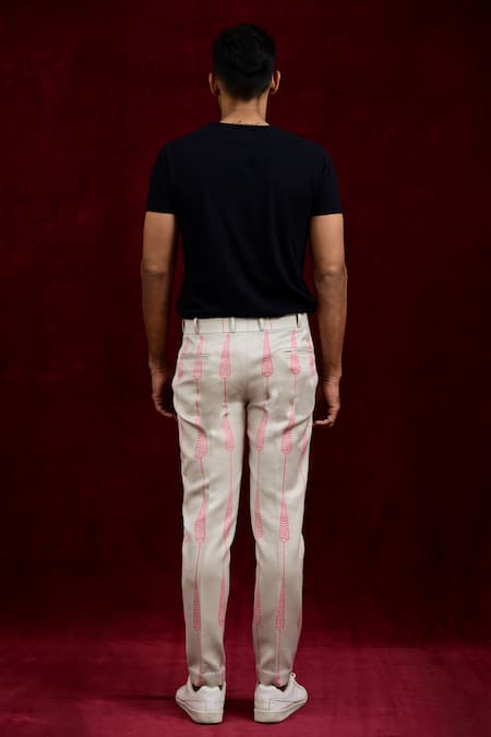 Shop Gaurav Katta Pink Moda Silk Hand Paint Abstract Trouser at Aza Fashions Shop_Gaurav Katta_Pink Moda Silk Hand Paint Abstract Trouser _at_Aza_Fashions