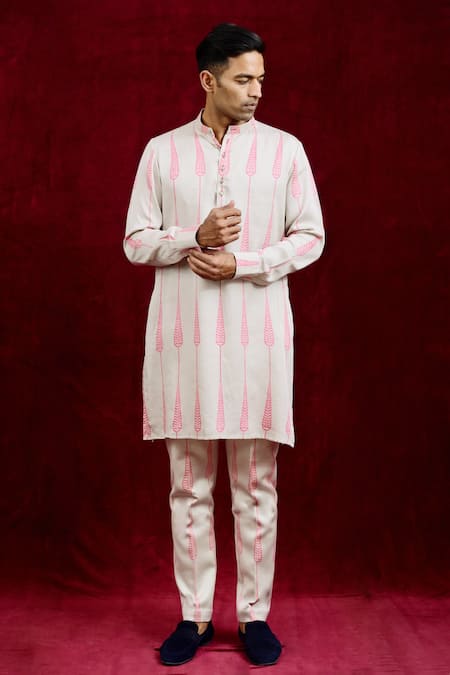 Gaurav Katta Pink Moda Silk Hand Paint Abstract Trouser at Aza Fashions Gaurav Katta_Pink Moda Silk Hand Paint Abstract Trouser _at_Aza_Fashions