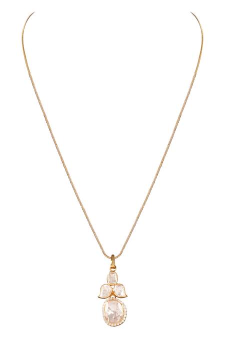 Shop Sica Jewellery Yellow Moissanite Polki And Zircons Embellished Pendant at Aza Fashions Shop_Sica Jewellery_Yellow Moissanite Polki And Zircons Embellished Pendant _at_Aza_Fashions