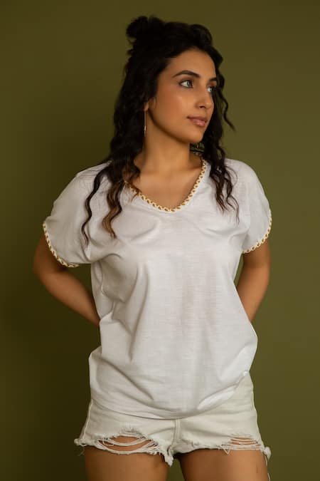 Lace V Neck T-Shirt