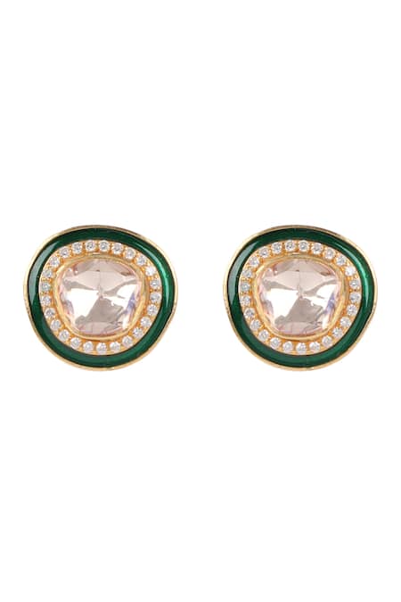 Sica Jewellery Moissanite Polki Embellished Stud Earrings 