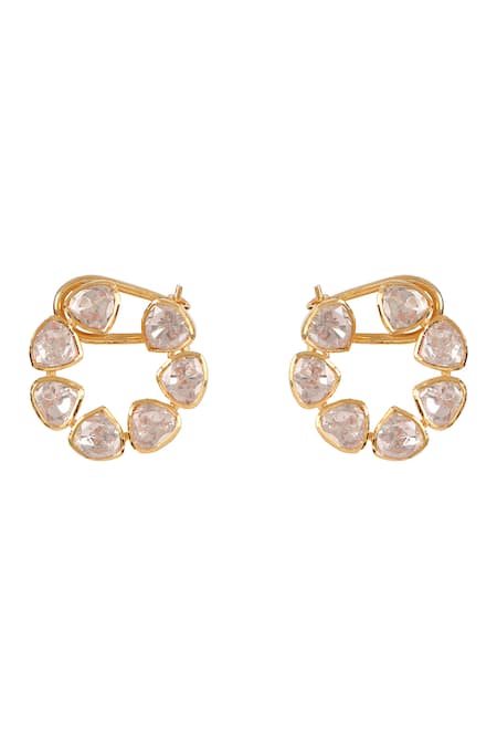 Sica Jewellery Moissanite Polki Embellished Stud Earrings 