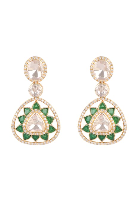 Sica Jewellery Moissanite Polki Embellished Triangle Earrings 