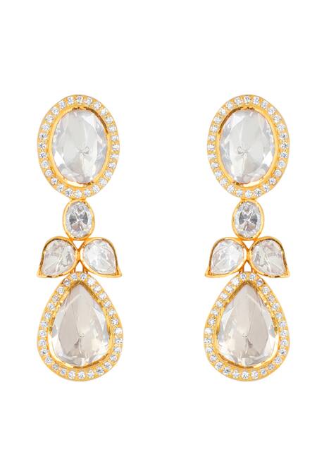 Buy_Sica Jewellery_Yellow Diamonds, Crystals Double Line Polki Embellished Necklace Set _Online_at_Aza_Fashions