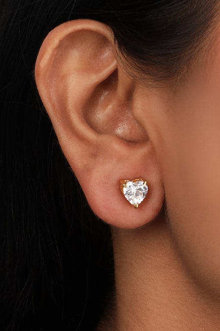 Sica Jewellery White Embellished Heart Cubic Zirconia Stud Earrings