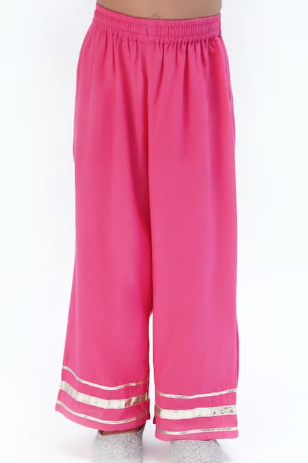 Shop Lil Drama Pink Viscose Gota Patti Elephant Print Anarkali With Pant Online at Aza Fashions Shop_Lil Drama_Pink Viscose Gota Patti Elephant Print Anarkali With Pant _Online_at_Aza_Fashions