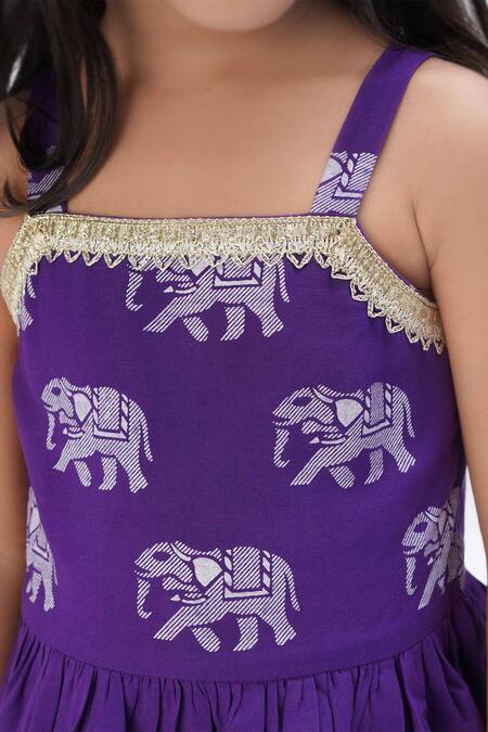 Buy Lil Drama Purple Viscose, Rayon Zari Elephant Print Kurta With Sharara Online at Aza Fashions Buy_Lil Drama_Purple Viscose, Rayon Zari Elephant Print Kurta With Sharara _Online_at_Aza_Fashions