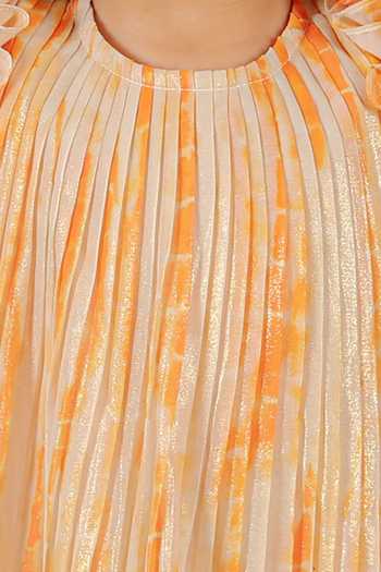 Shop Lil Drama Orange Georgette, Polyester Abstract Shimmer Finish Dress Online at Aza Fashions Shop_Lil Drama_Orange Georgette, Polyester Abstract Shimmer Finish Dress _Online_at_Aza_Fashions