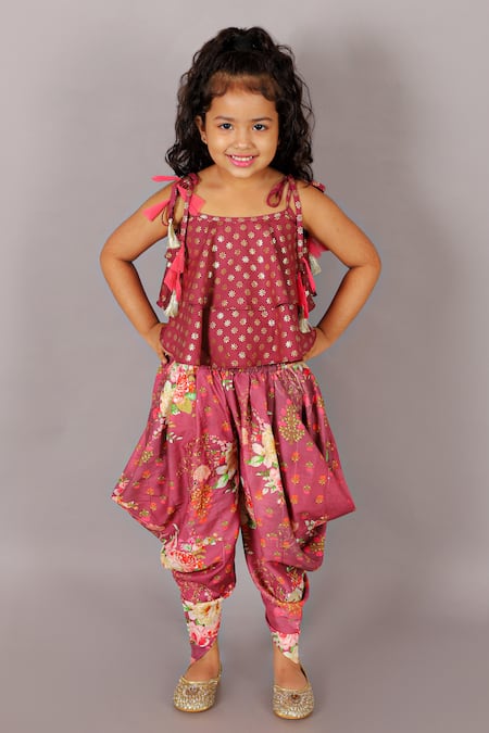 Buy Yellow Cotton Embroidered Angrakha And Dhoti Pant Set For Girls by  Tiber Taber Online at Aza Fashions. | Dhoti pants, Kids fashion dress, Kids  designer dresses