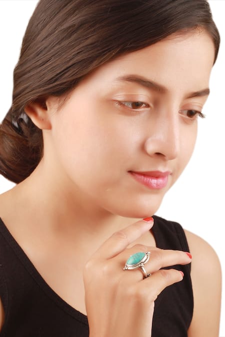 Buy_Sangeeta Boochra_Silver Plated Stones Handcrafted Ring _Online_at_Aza_Fashions