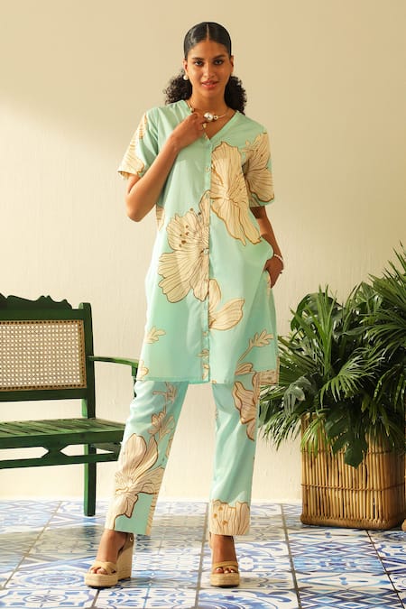 Hibiscus Print Pants/Shirt Set Hibiscus Print Pants/Shirt Set