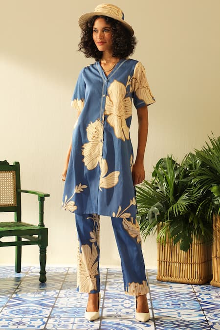 Hibiscus Print Pants/Shirt Set Hibiscus Print Pants/Shirt Set