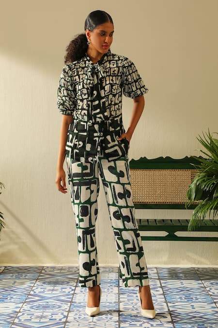 Label Deepika Nagpal Casey Geometric Print Shirt & Pant 