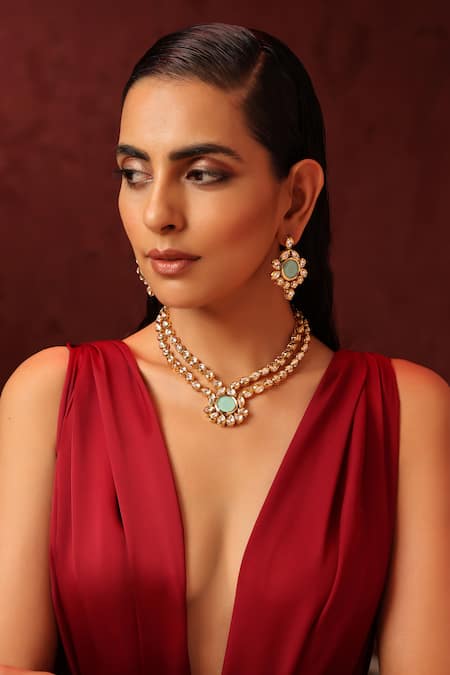 SWABHIMANN Kundan Work Necklace Set 