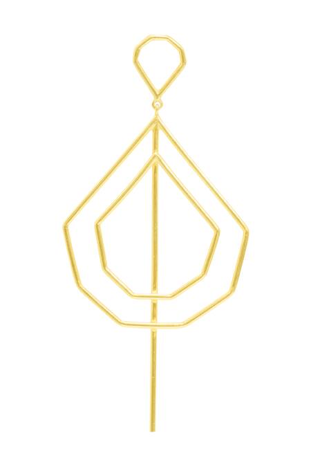 Shop Varnika Arora Gold Plated Geometric Danglers at Aza Fashions Shop_Varnika Arora_Gold Plated Geometric Danglers _at_Aza_Fashions