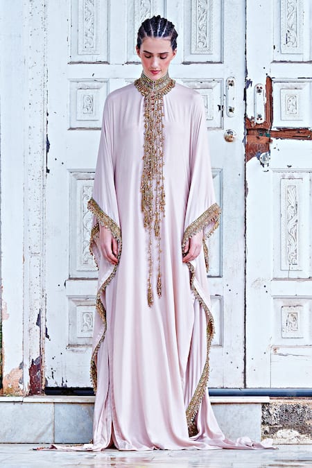 Mala and Kinnary Embroidered Band Collar Kaftan 