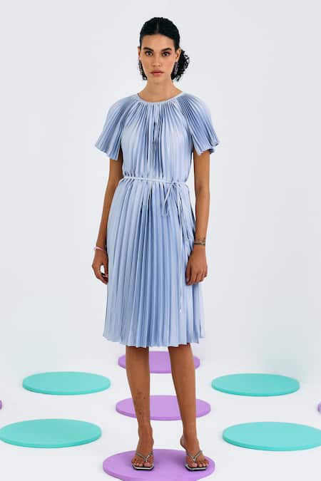 Pleats by Aruni Solid Pleated Midi Dress 