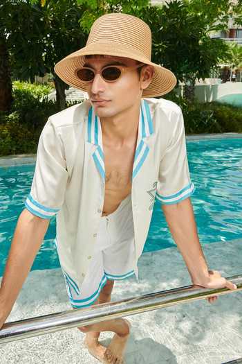 Buy_Tizzi_White Embroidery Trigrio Macaw Print Shirt_Online_at_Aza_Fashions