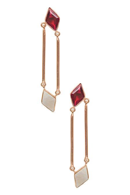 Shop_Varnika Arora_Pink Crystals, Stones Earrings _at_Aza_Fashions