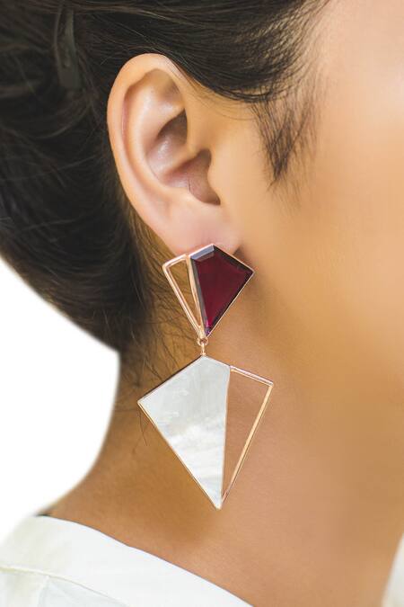 Varnika Arora White Stones Geometric Danglers 