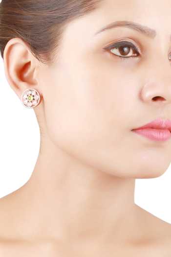 Buy Sangeeta Boochra Silver Plated Stones Embellished Floral Earrings at Aza Fashions Buy_Sangeeta Boochra_Silver Plated Stones Embellished Floral Earrings _at_Aza_Fashions