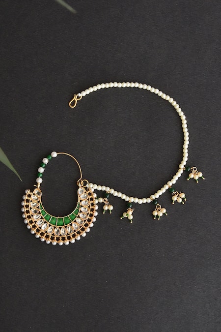 Swabhimann Kundan & Pearl Embellished Nath 