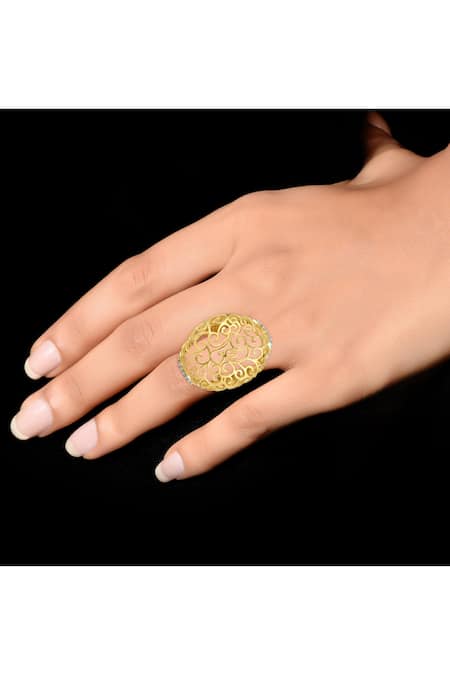 Tsara Gold Plated Crystal Filgree Ring