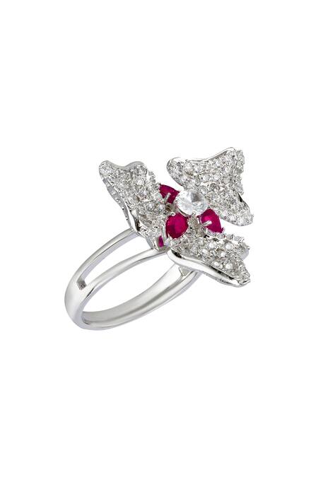 Shop Tsara Red Crystal Ring at Aza Fashions Shop_Tsara_Red Crystal Ring_at_Aza_Fashions
