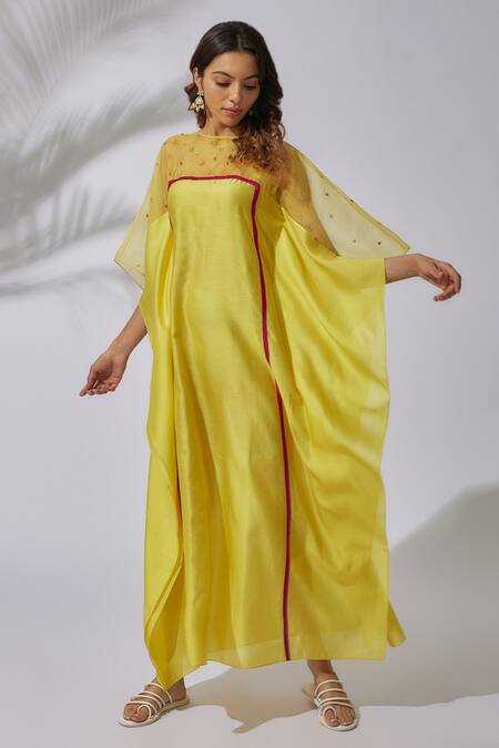Buy online Yellow Floral Kaftan Dress from western wear for Women by  Showoff for ₹2239 at 60% off | 2024 Limeroad.com