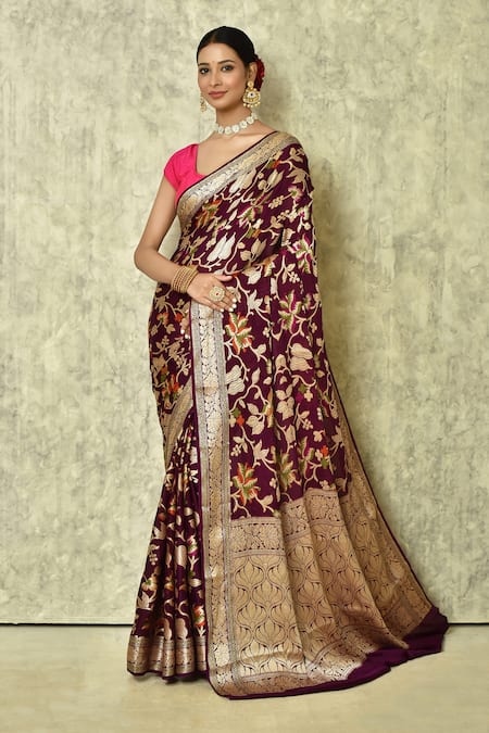 Samyukta Singhania Botanic Woven Saree With Running Blouse 