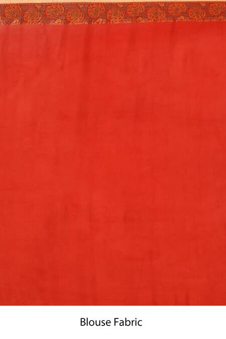 Samyukta Singhania_Red Chiffon, Georgette Embroidery Botanic Woven Saree With Running Blouse _Online_at_Aza_Fashions