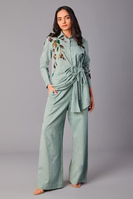 Poonam Dubey Asymmetric Shirt & Pant Set 