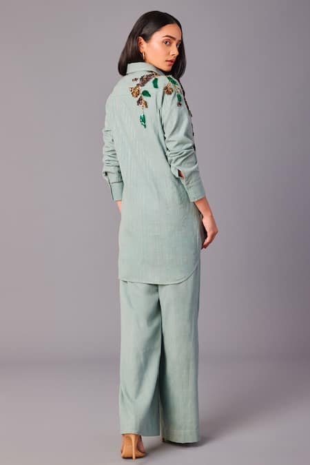 Poonam Dubey Asymmetric Shirt & Pant Set 