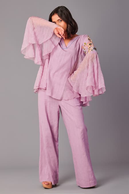 Poonam Dubey Floral Embroidered Top & Pant Set 