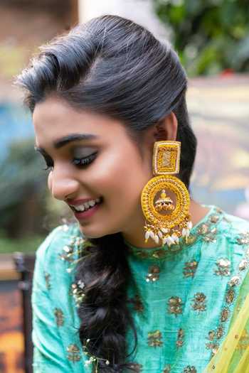 Shop Kanyaadhan By Dhirajaayushi Yellow Beads Embroidered Circular-shape Earrings at Aza Fashions Shop_Kanyaadhan By Dhirajaayushi_Yellow Beads Embroidered Circular-shape Earrings _at_Aza_Fashions