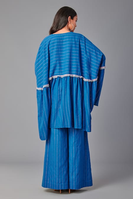 Poonam Dubey Asymmetric Floral Embroidered Top & Pant Set 