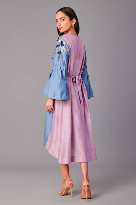 Poonam Dubey Sequin Embroidered Dress With Belt 