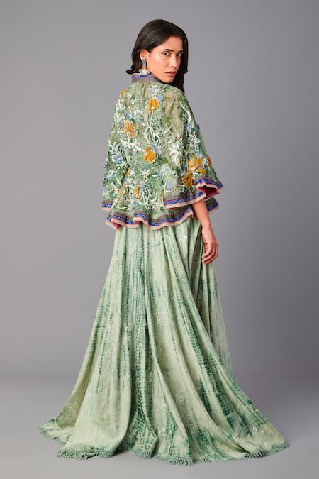 Poonam Dubey Asymmetric Dress With Embroidered Jacket 