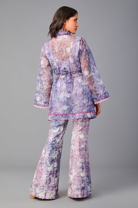 Poonam Dubey Tie-Dye Pattern Jacket Pant Set 