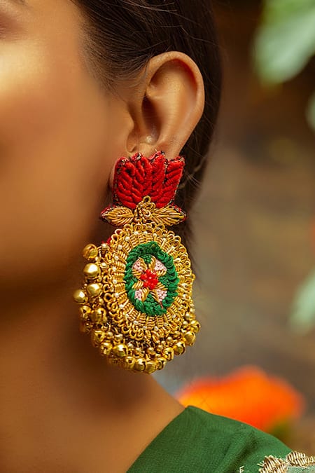 Kanyaadhan By Dhirajaayushi Ghungroo Drops Dangler Earrings 