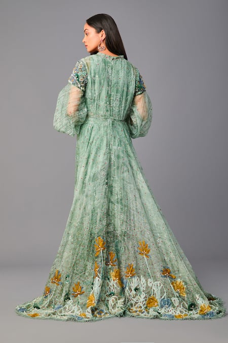 Poonam Dubey Floral Embroidered Tunic & Pant Set 