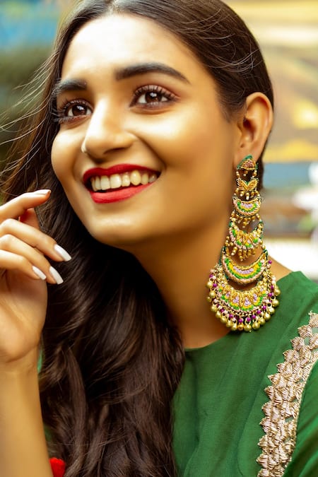 Kanyaadhan By Dhirajaayushi Hand Embroidered Dangler Earrings 