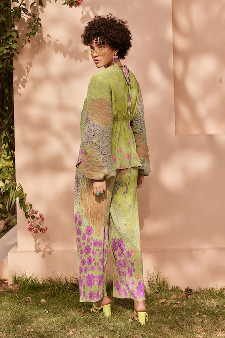 ZiP by Payal & Zinal Kiwi Printed Kaftan & Pant Set 