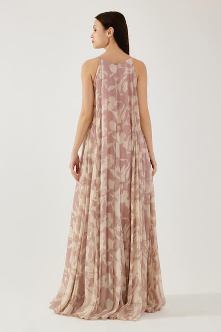 Koai Floral Pattern Godet Dress 