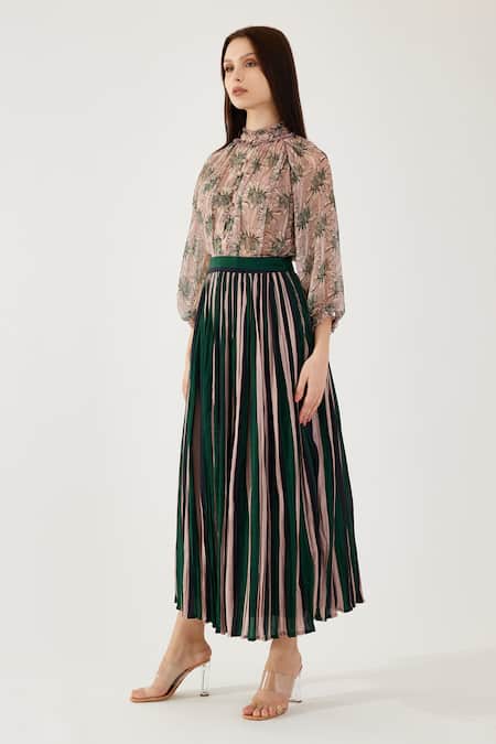 Buy Koai Peach Chiffon Embroidery Racerback Floral Pattern Shirt Online at Aza Fashions Buy_Koai_Peach Chiffon Embroidery Racerback Floral Pattern Shirt _Online_at_Aza_Fashions