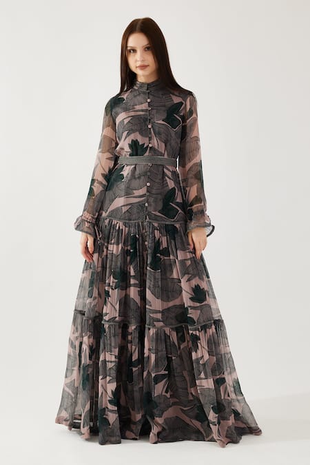 KoAi Floral Pattern Belted Dress 